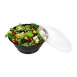32 oz. Black Round Microwavable Bowl with Lid - Image 3