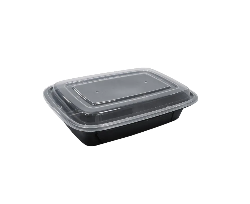 zoho_img_5892498000007580722 32 oz. Black Rectangular Microwavable Container with Lid - Image 1