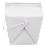 16 oz White Chinese / Asian Paper Take-Out Container with Wire Handle - Image 2