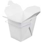 16 oz White Chinese / Asian Paper Take-Out Container with Wire Handle
