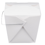 32 oz White Chinese / Asian Paper Take-Out Container with Wire Handle