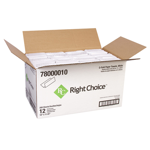78000010-3 Right Choice C-Fold White Paper Towel 10