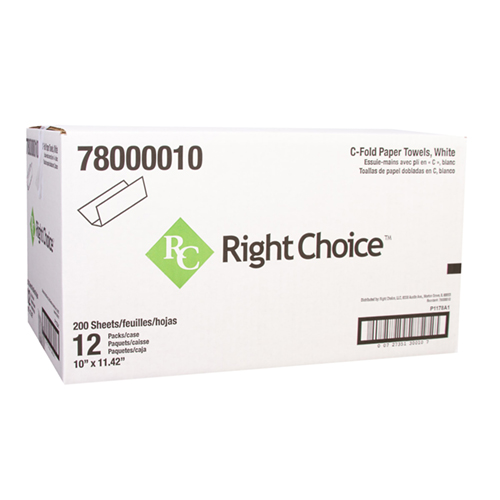 78000010-4 Right Choice C-Fold White Paper Towel 10