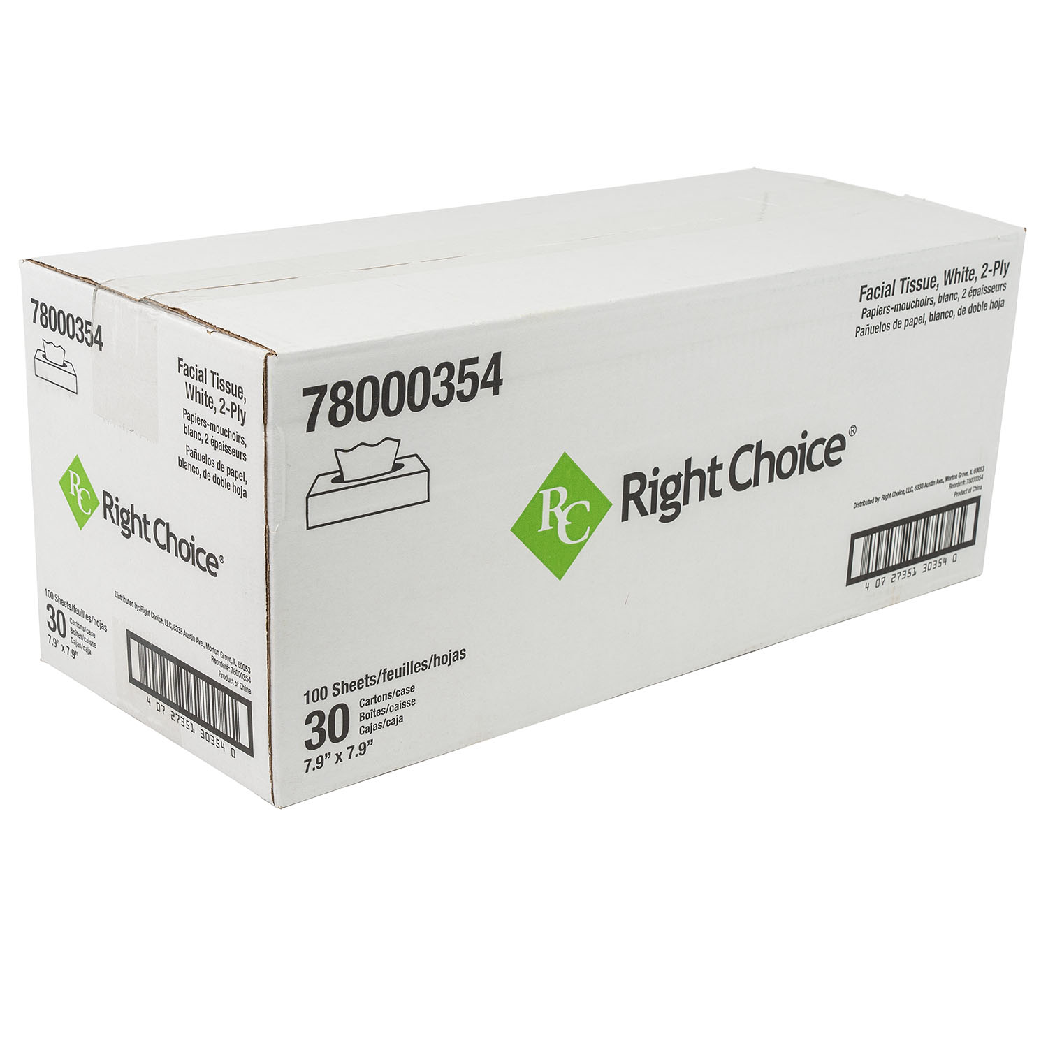 78000354-4 Facial Tissue Paper, 7.9″ x 7.9″, 100 Sheets, 2-Ply, White - Image 4