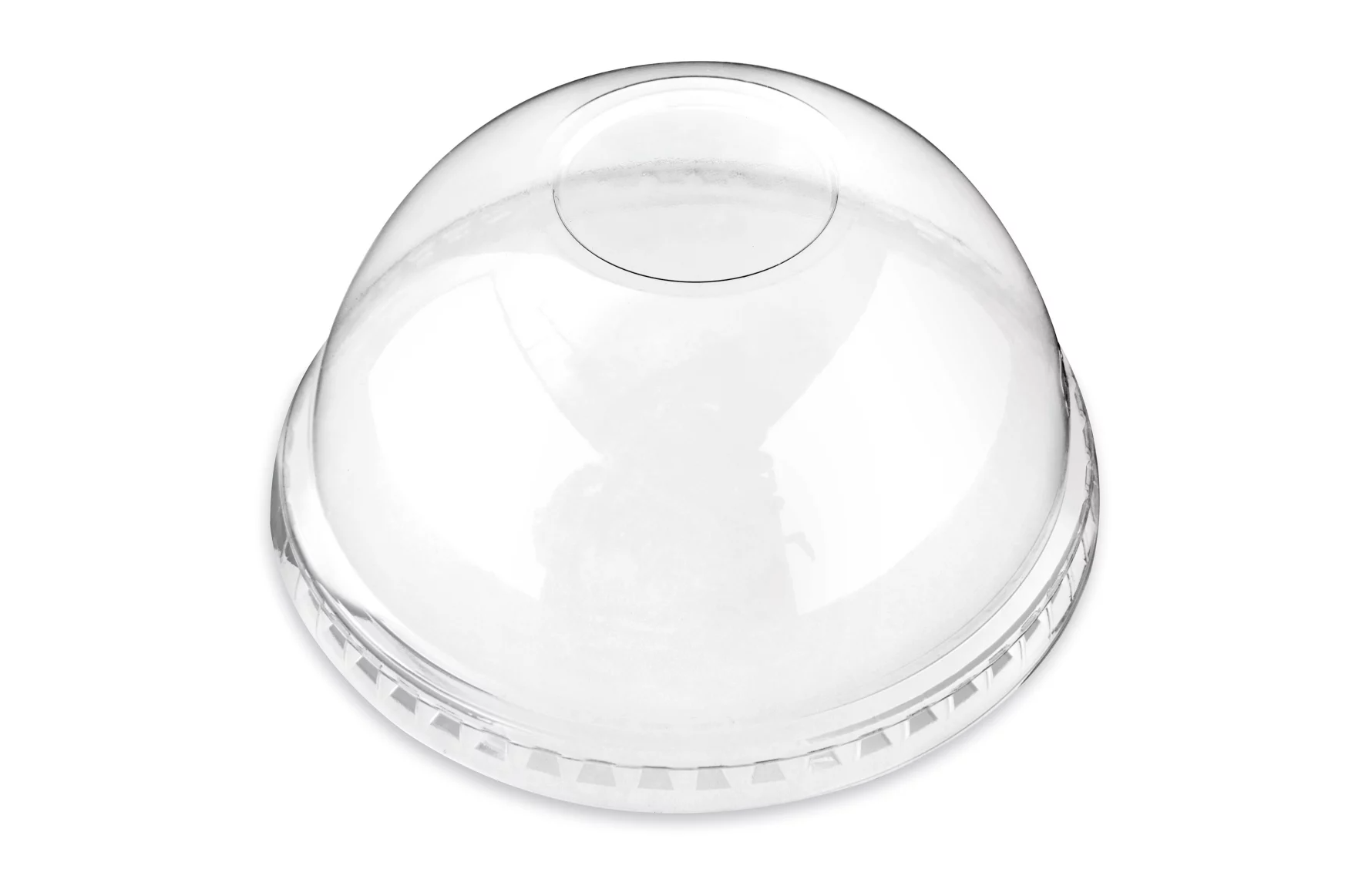 E7680204 Premier Essential PETE Clear Dome Lid With Hole 12/14-24 oz - Image 1