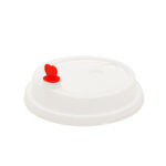 WHITE PLASTIC LID WITH HEART STOPPER FOR PP CUPS 90MM