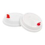 WHITE PLASTIC LID WITH HEART STOPPER FOR PP CUPS 90MM - Image 2