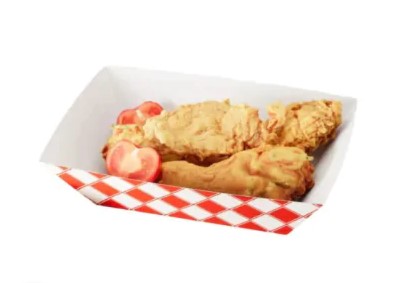 2 lb Red & White Paperboard Food Tray, 4.5″ x 2.7″ x 1.6″