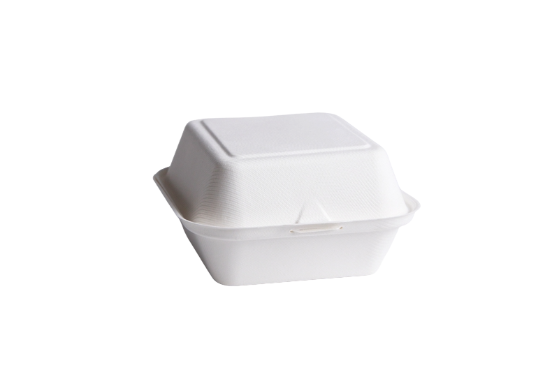HL66 (2) 6″ x 6″ x 3″ White Bagasse Take-Out Container, PFAS Free - Image 2