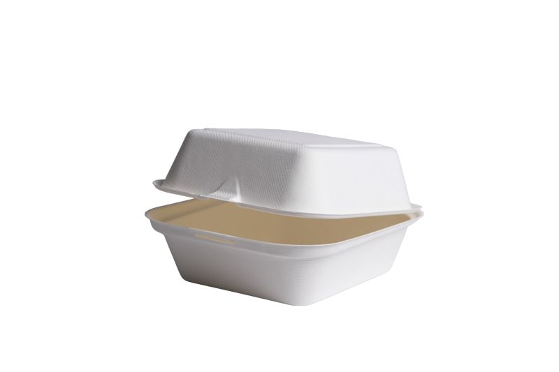 HL66 (3) 6″ x 6″ x 3″ White Bagasse Take-Out Container, PFAS Free - Image 3