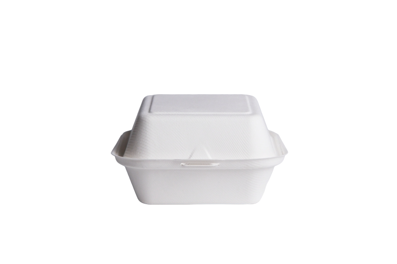 HL66 (4) 6″ x 6″ x 3″ White Bagasse Take-Out Container, PFAS Free - Image 4