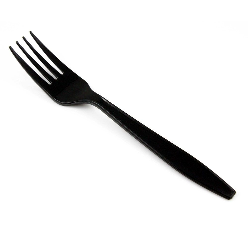 5220B (2) Black Heavyweight Plastic Fork 6.75
