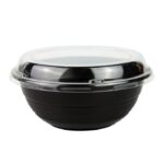 16 oz. Black Microwavable Plastic Bowl with Clear Lid Combo - Image 2