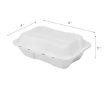 9″ x 6″ White Bagasse Take-Out Container PFAS Free - Image 6