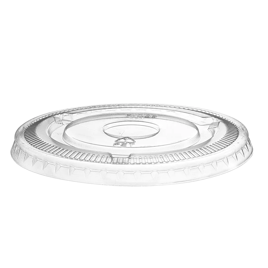 PETFL-98 12-24oz PET Flat Lid w/Hole, 20/50 - Image 1