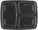 39 oz. Rectangular Microwaveable 3-Compartment Container with Lid - Image 2