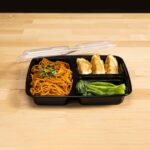 39 oz. Rectangular Microwaveable 3-Compartment Container with Lid - Image 5