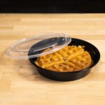 24 oz. Black Round Microwaveable Container with Lid - Image 6