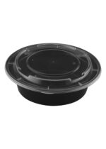 24 oz. Black Round Microwaveable Container with Lid