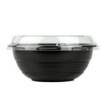 16 oz. Black Microwavable Plastic Bowl with Clear Lid Combo