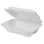 9″ x 6″ White Bagasse Take-Out Container PFAS Free