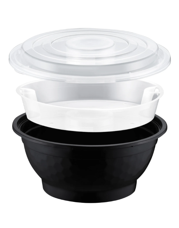 zoho_img_5892498000001186183 50 oz. Black Microwaveable Noodle Bowl with Insert and Lid - Image 1
