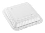 8″ x 8″ 3-Compartment Microwaveable MFPP Hinged Take-Out Container, Vented, White - Image 2