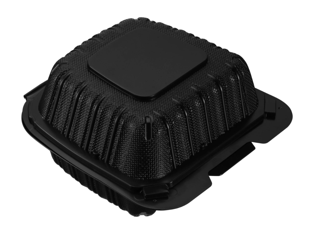 zoho_img_5892498000001191103 6″ x 6″ Microwaveable MFPP Hinged Take-Out Container, Black - Image 1