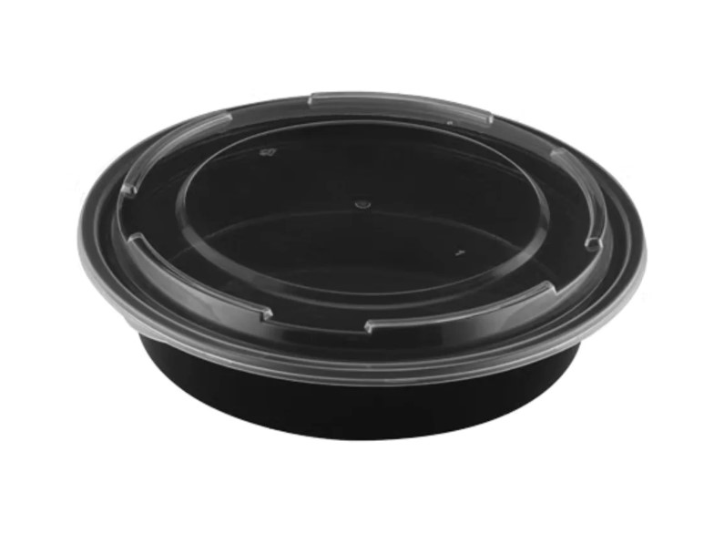 zoho_img_5892498000006354048 48 oz. Black Round Microwaveable Container with Lid - Image 1