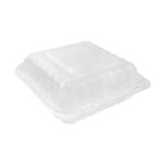 8″ x 8″ x 3″ 1-Compartment Microwavable Clear Hinged PP Clamshell Container - Image 2