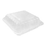 8″ x 8″ x 3″ 3-Compartment Microwavable Clear Hinged PP Clamshell Container - Image 2