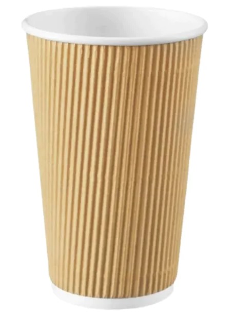 zoho_img_5892498000006342402 16 oz. Kraft Ripple Paper Hot Cup - Image 1