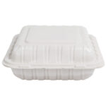 EcoSystems 8″ x 8″ 1-Compartment Microwaveable MFPP Hinged Take-Out Container, White - Image 2