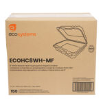 EcoSystems 8″ x 8″ 1-Compartment Microwaveable MFPP Hinged Take-Out Container, White - Image 4