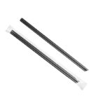 8″ Plastic Boba Straws, Black, Plastic Wrapped