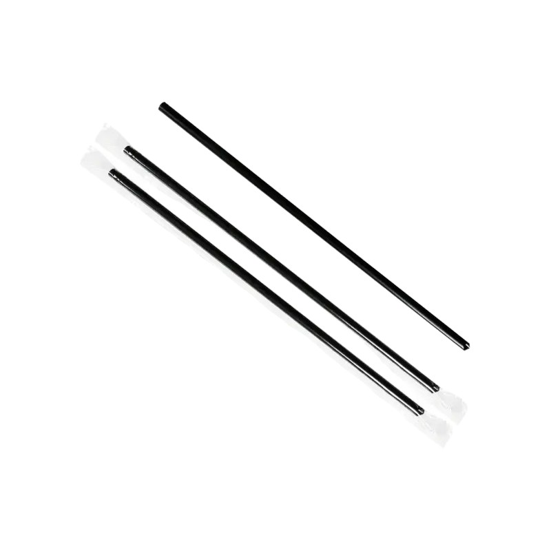 PSS-6229 (1)-Photoroom 9″ Black Pointed Plastic Wrapped Straw - Image 1