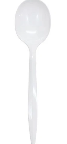 White Medium Weight Plastic Soup Spoon