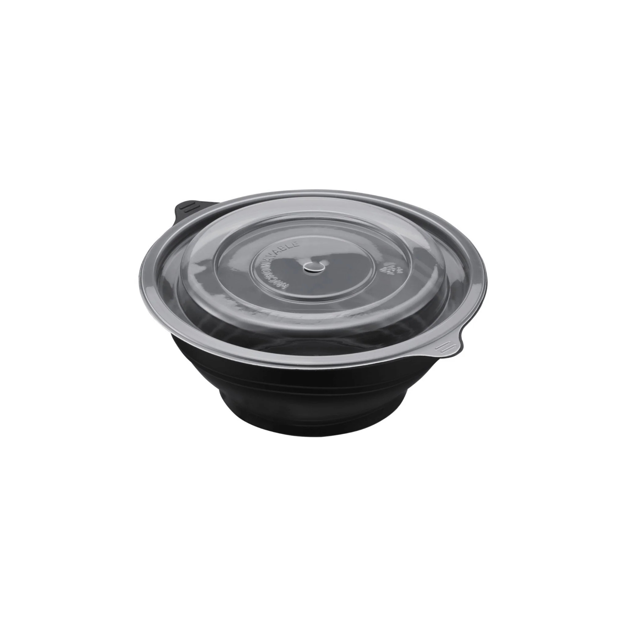 zoho_img_5892498000002492126 20 oz. Round Black Microwaveable Thermoformed Bowl with Vented Clear Lid - Image 1