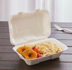 9″ x 6″ White Bagasse Take-Out Container, PFAS Free - Image 5