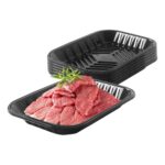 #2P Black Pet Plastic Meat Tray, 5.9'' X 8.3