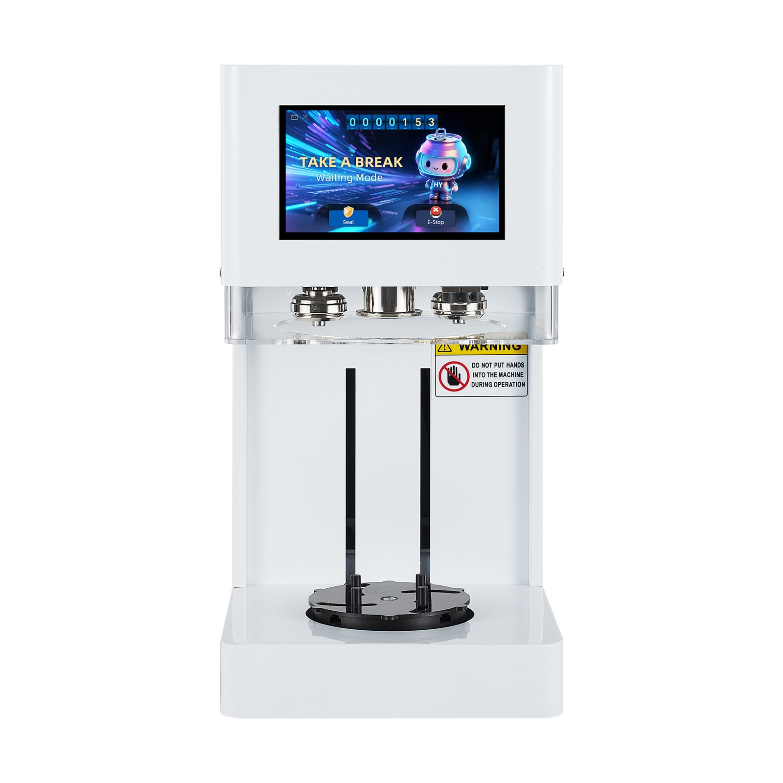 Automatic Commercial Can Sealer Machine, Touch Screen, 55mm, White