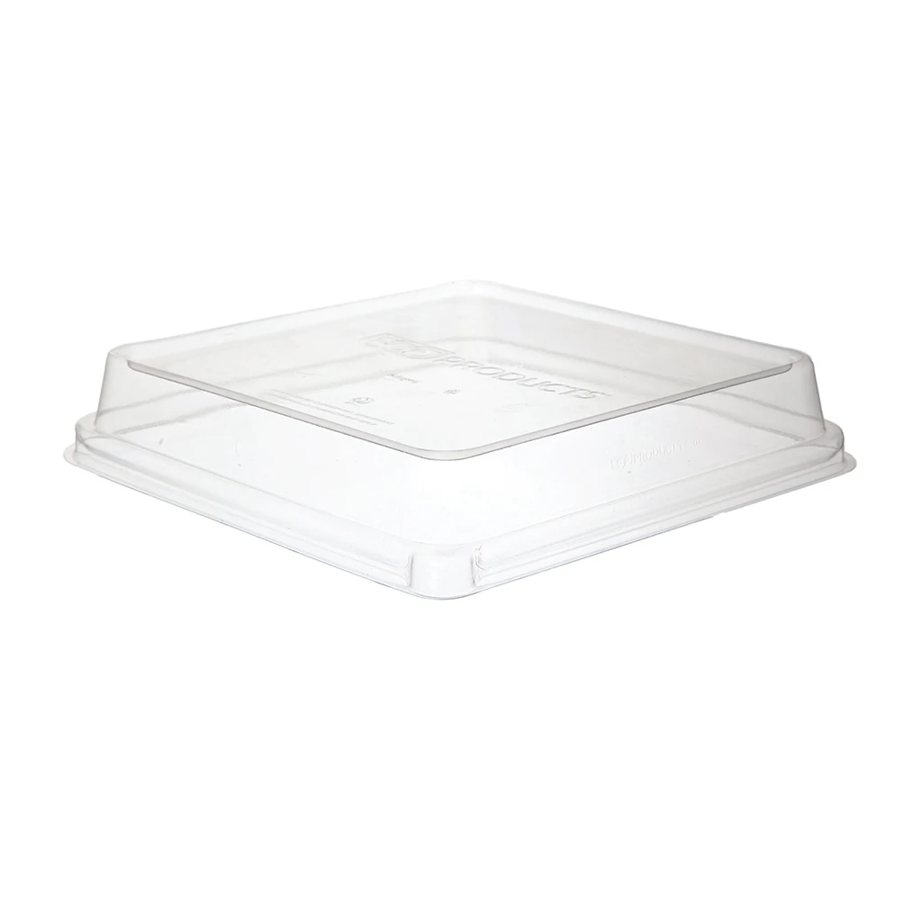 Eco-Products WorldView 9″ x 9″ Clear PLA Lid for Square Containers