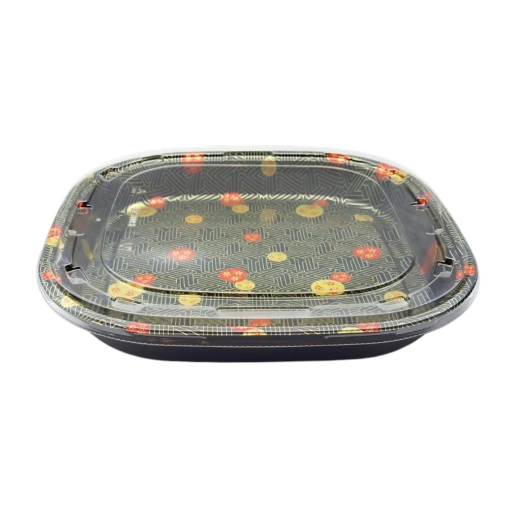 13.39″ x 13.39″ x 1.97″ Square Sushi Tray With Lid