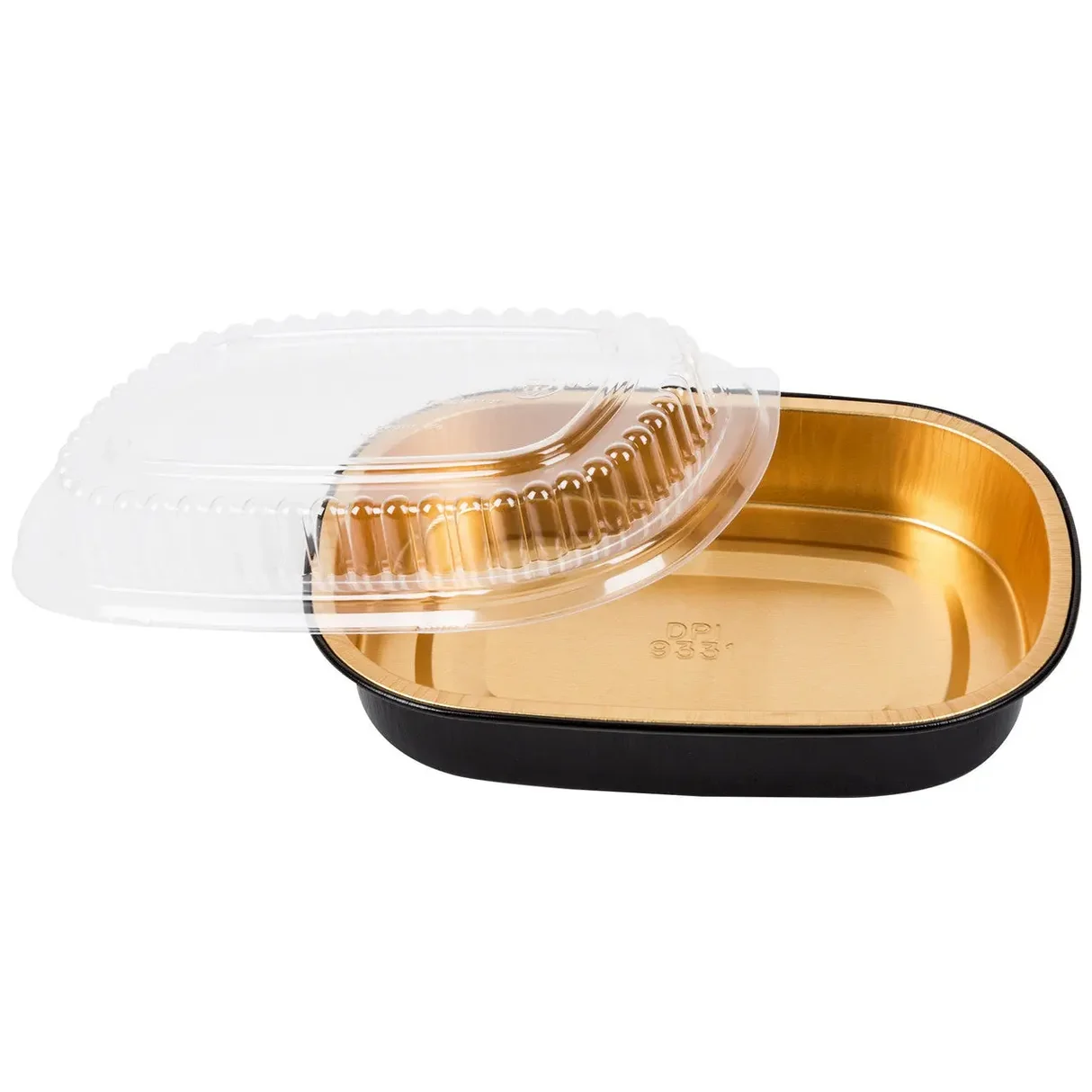 HFA® Gourmet-To-Go® Aluminum 22 oz. Black and Gold Side Dish with Dome Lid (4201)