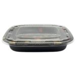10.24″ × 10.24″ × 1.93″ Black Square Sushi Tray with Lid, Sakura Style