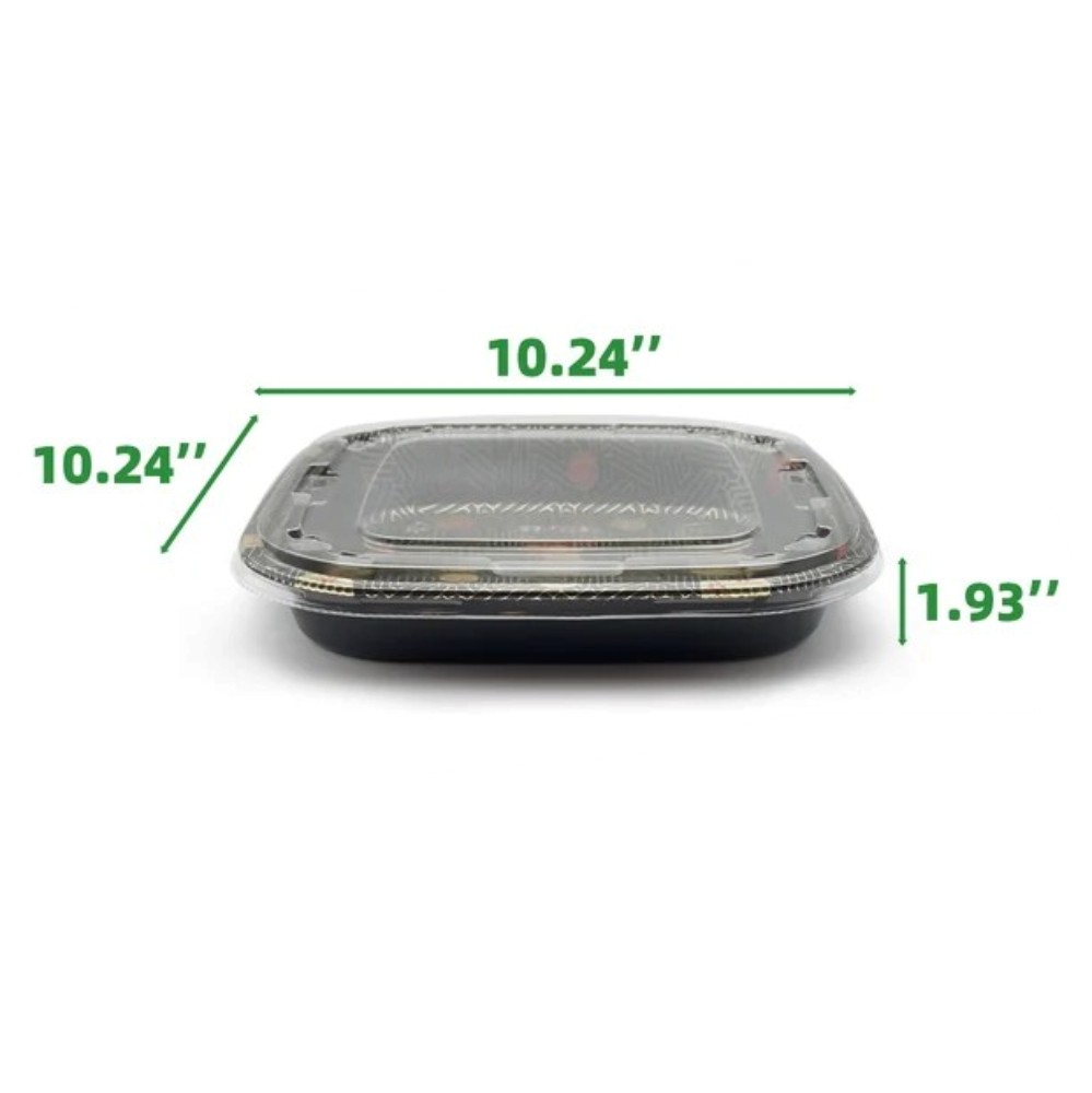 zoho_img_5892498000007555240 10.24″ × 10.24″ × 1.93″ Black Square Sushi Tray with Lid, Sakura Style - Image 2
