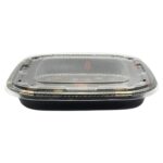 12.40″ × 12.40″ × 1.93″ Black Square Sushi Tray with Lid, Sakura Style