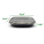 12.40″ × 12.40″ × 1.93″ Black Square Sushi Tray with Lid, Sakura Style - Image 2
