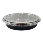 8.14″ x 2″ Black Round Sushi Tray with Lid