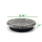 8.14″ x 2″ Black Round Sushi Tray with Lid - Image 2